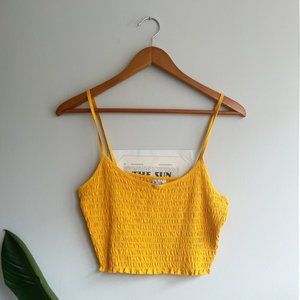Yellow Rouched Crop Tank